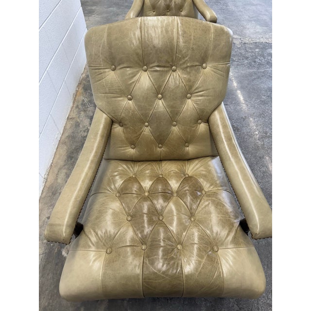 Animal Skin George Smith Edwardian Style Tufted Leather Chair For Sale - Image 7 of 8