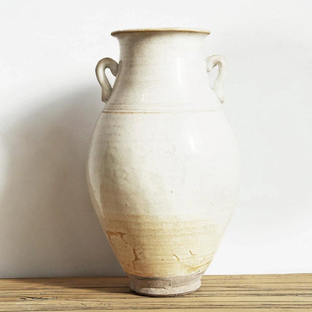 Farmhouse Vintage Farmhouse White Milk Pitcher / Vase For Sale - Image 3 of 4