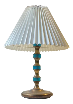 Scandinavian Blue Glass and Brass Table Lamp by Vitrika, 1960s