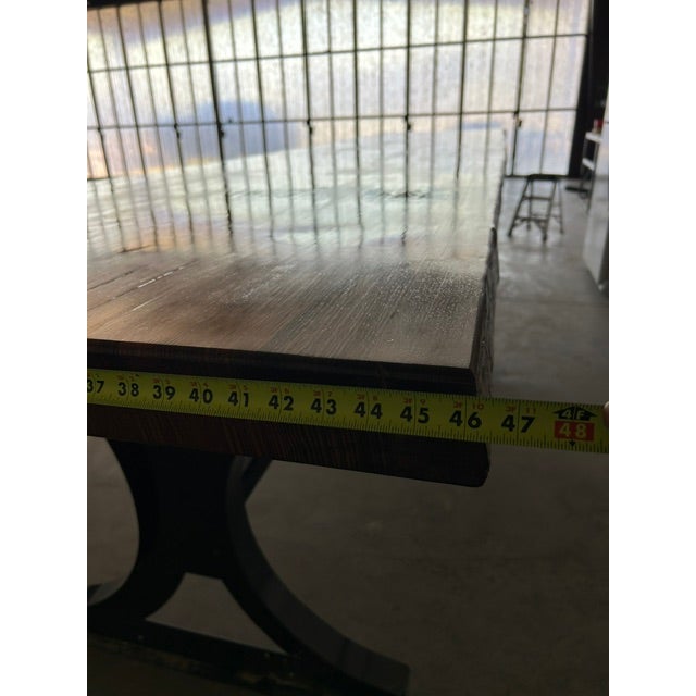 Historic 16 Foot Live Edge Single Slab Table For Sale - Image 12 of 18