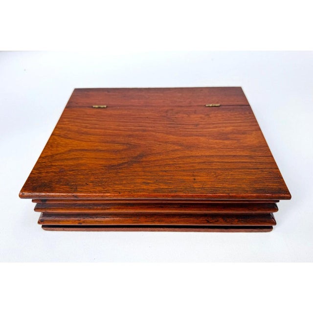 English Vintage Hardwood Document Box With Hinged Lid For Sale - Image 3 of 12