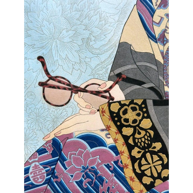 Japanese Woodblock Print Le Mandarin Aux Lunettes by Paul Jacoulet For Sale - Image 11 of 12
