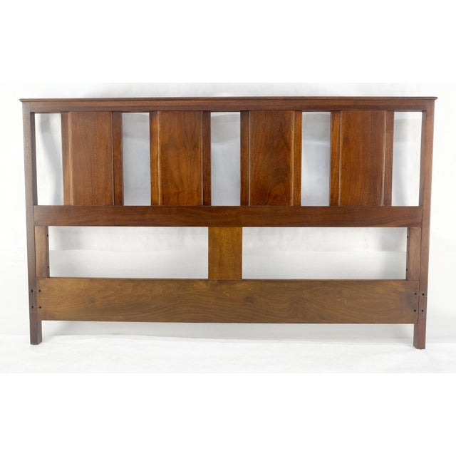 Walnut c1970s Baughman Style Queen Size Headboard Bed Mid Century Modern MINT