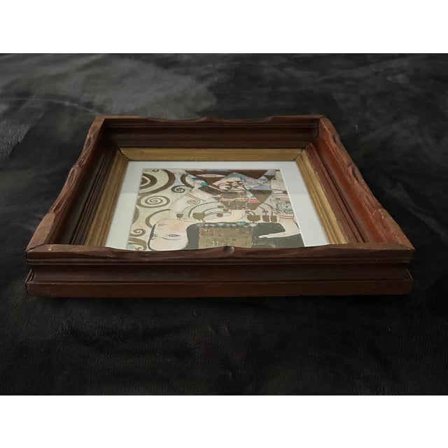 Gustav Klimt Vintage Dark Wood and Gilt Frame With Gustav Klimt Bookplate, “Fulfilment” For Sale - Image 4 of 8