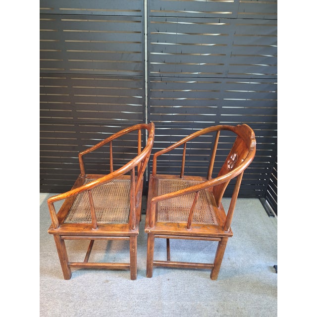 1980s 1980s Henredon Chinoiserie Caned Horseshoe-Back Dining Chairs For Sale - Image 5 of 12
