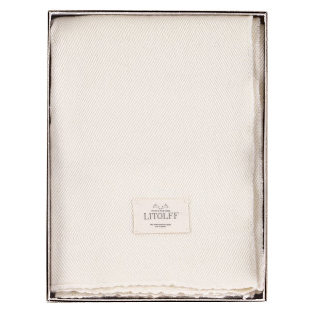 Handwoven Blanket in Off White by Litolff, Germany For Sale