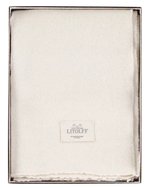 Handwoven Blanket in Off White by Litolff, Germany