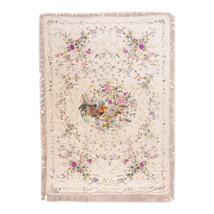 Beautiful Ivory Color With Lovely Floral Design Antique Chinese Silk Embroidery