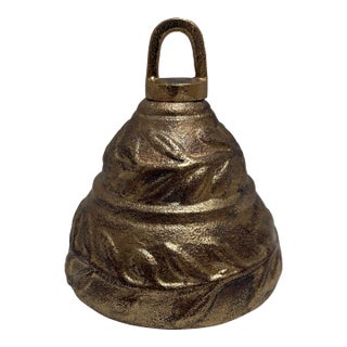 Large Textured Metal Brass Bell For Sale