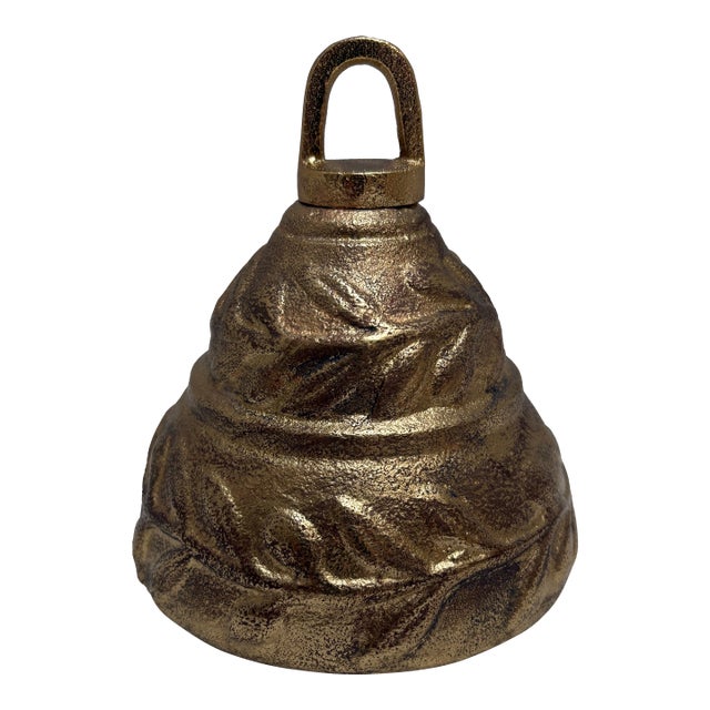 Large Textured Metal Brass Bell For Sale