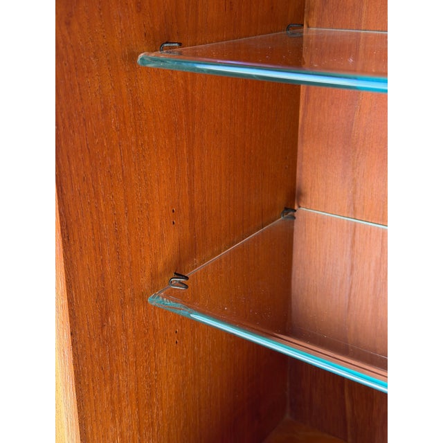 Brown Vintage Danish Teak Wall-Mounted Display Cabinet With Sliding Glass Doors by Cado – Mid-Century Modern For Sale - Image 8 of 9