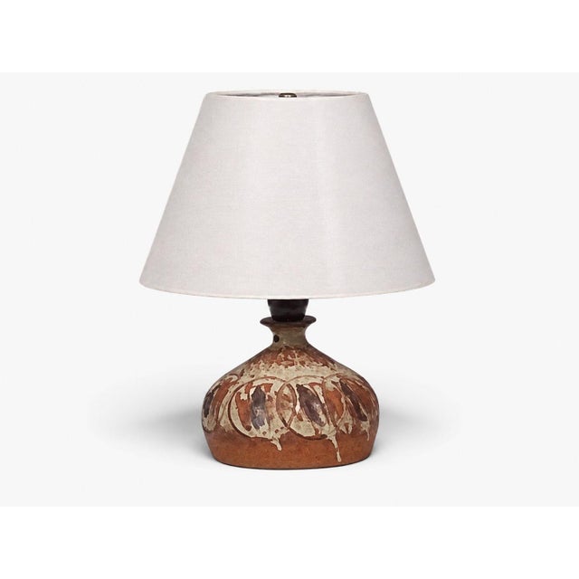 1970s Mid Century Modern Tingkeramik Følle, Small Table Lamp, Brown Glazed Stoneware For Sale - Image 4 of 11