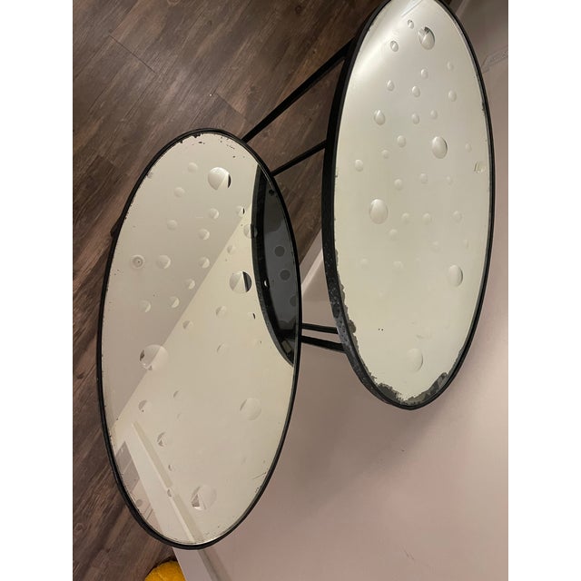 Modern Pair of Mirror Top Iron Tables For Sale - Image 3 of 3