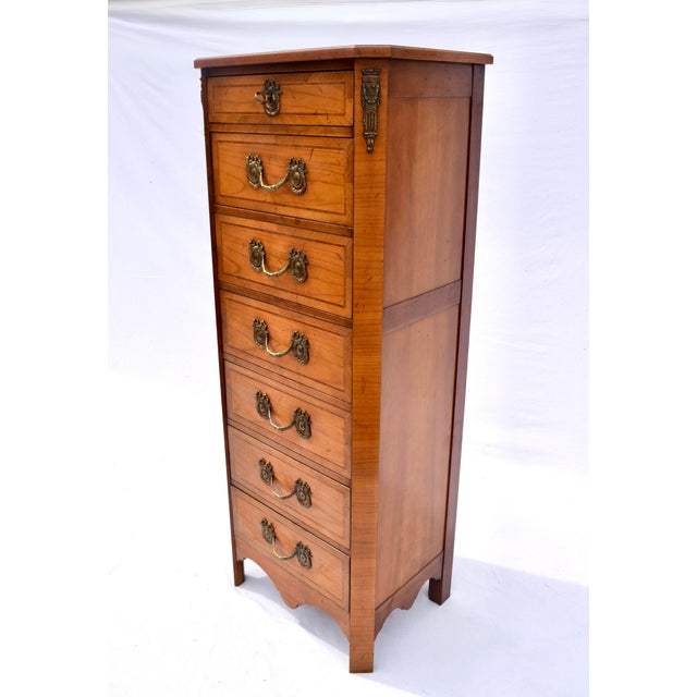 Baker Louis XVI Style Gilt-Metal Mounted Inlaid Tulipwood Lingerie Chest For Sale In Philadelphia - Image 6 of 14