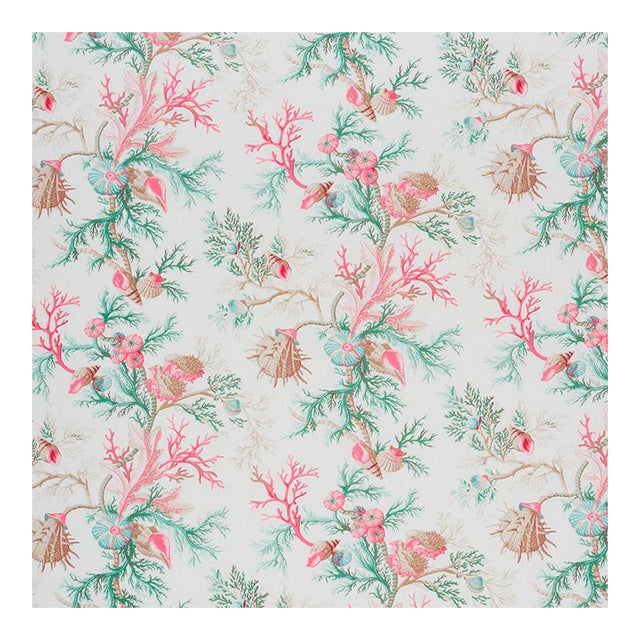 Sample - Schumacher Del Tesoro Fabric in Pink & Aqua For Sale