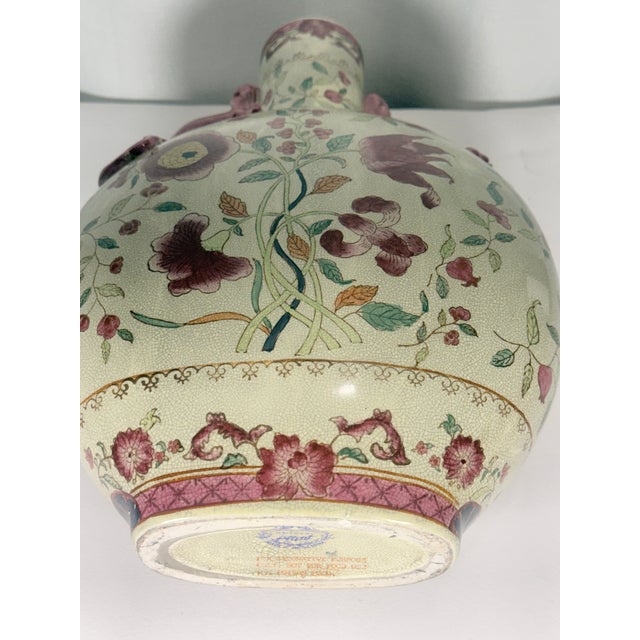 Vintage Chinoiserie Porcelain Moon Flask Vase For Sale - Image 11 of 12