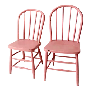 Antique Pink Spindle Back Chairs Pair