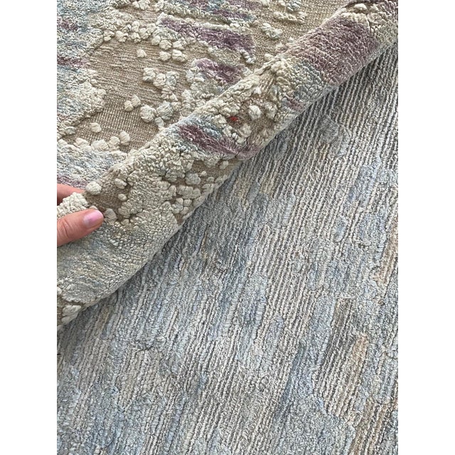 Greige Textural Silk Rug in Faint Blues and Pinks by Doris Leslie Blau For Sale - Image 8 of 8