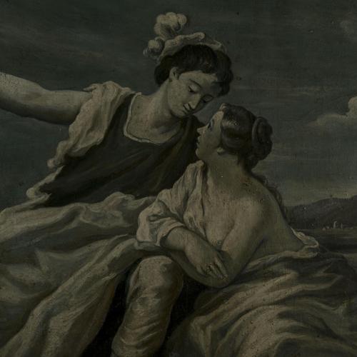Metal Gallant Scene, Oil on Canvas, Framed For Sale - Image 7 of 9