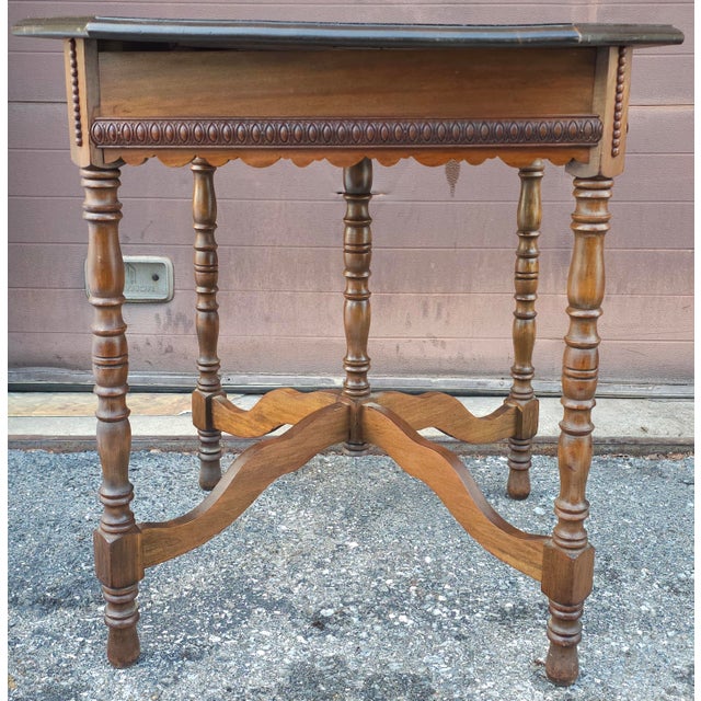 Early 20th Century Jacobean Style Banded Walnut Octogonal Side Table, Circa 1920s For Sale - Image 11 of 12