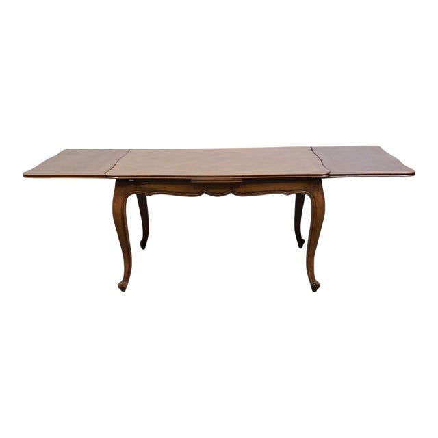High End Vintage Country French Provincial Cherry Basketweave Parquetry 89" Refectory Dining Table For Sale
