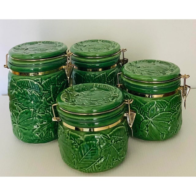 Andrea by Sadek Green Vintage Kitchen Storage Jars - Set of 4 For Sale - Image 10 of 10