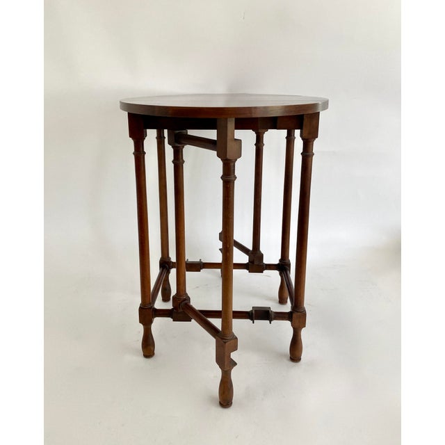 Wood Baker Furniture Burled Walnut Gate Leg Drop Leaf Side Table For Sale - Image 7 of 9