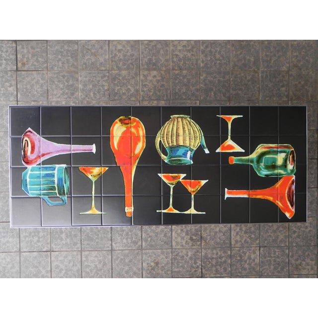 Vintage Tile Table with 40 Tiles and Decoration, 1960s For Sale - Image 4 of 18