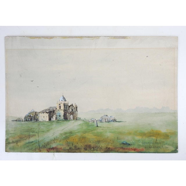 1890 Carmel Mission Watercolor Painting For Sale - Image 4 of 5