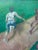 Textile Vintage 1965 Oil Painting of Football Players in Action For Sale - Image 7 of 9