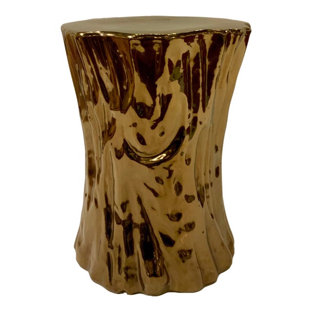 Made Goods Modern Gold Glaze Ceramic Hollis Stool For Sale