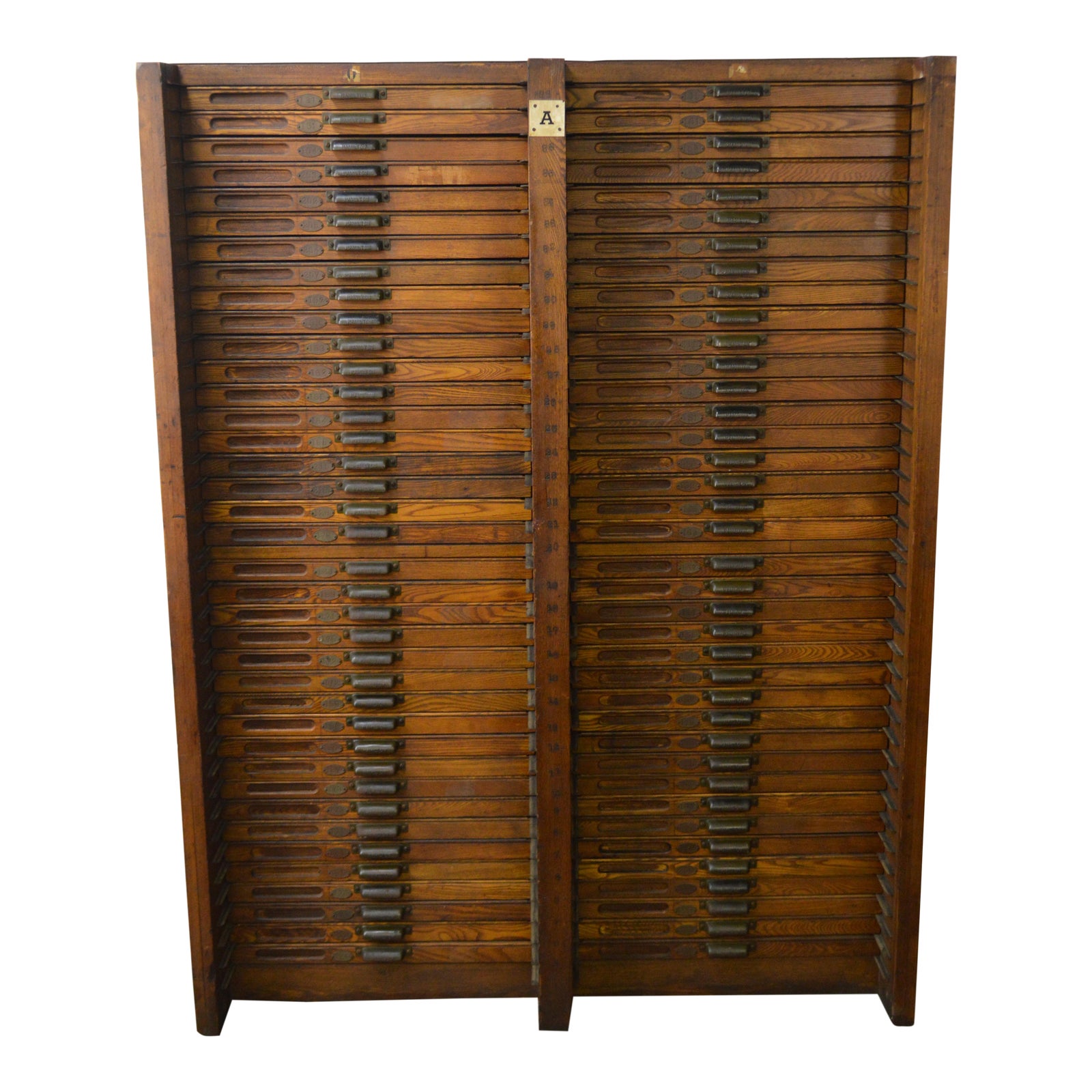 Hamilton Antique Oak 76 Drawer Flat File Wood Type Letterpress Printers Cabinet Chairish