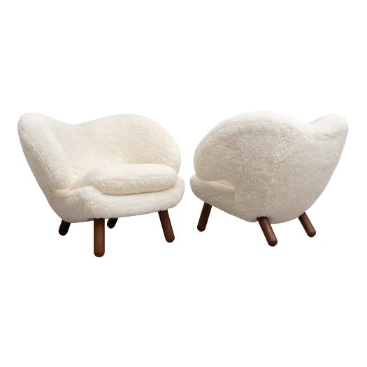 Pelican Chairs in Sheepskin by Finn Juhl, 2000s, Set of 2 For Sale