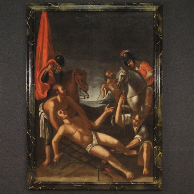 Italian Artist, The Martyrdom of Saint Lawrence, 1730, Oil on Canvas For Sale - Image 16 of 16