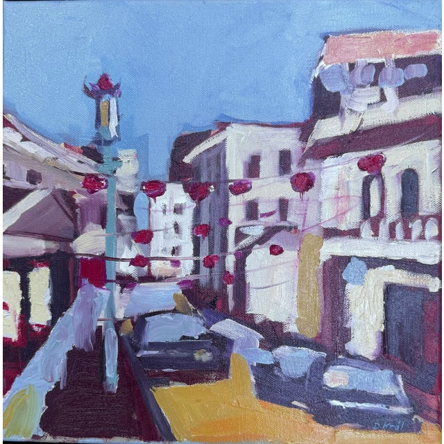 Textile Oil Painting on Canvas. "Chinatown" by Danka Krol For Sale - Image 7 of 8