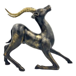 Large Bronze Gazelle Sculpture by Loet Vanderveen, 1970s For Sale