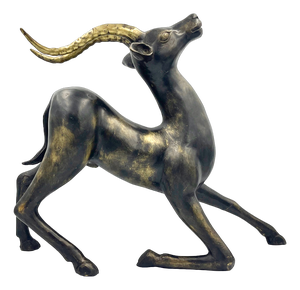 Large Bronze Gazelle Sculpture by Loet Vanderveen, 1970s