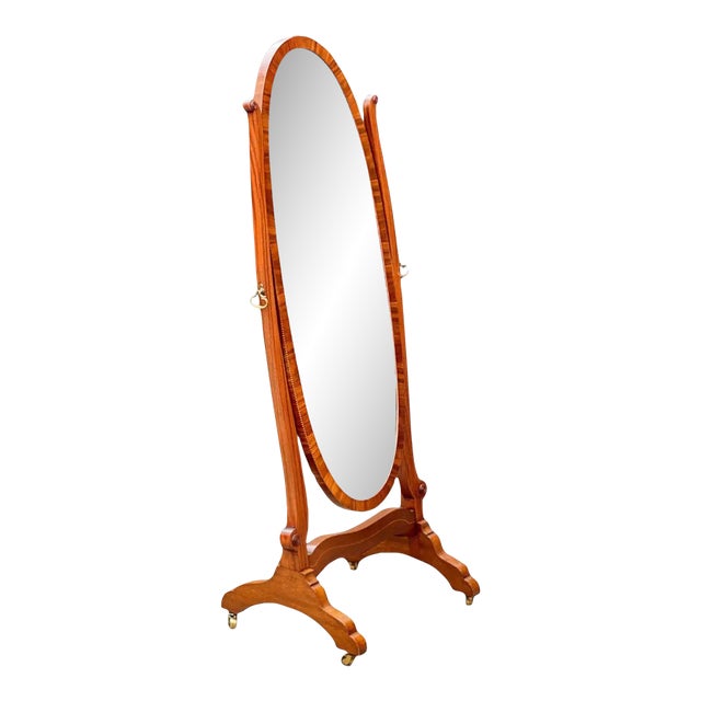 English Cheval or Dressing Mirror of Inlaid Mahogany in the Queen Anne Style For Sale