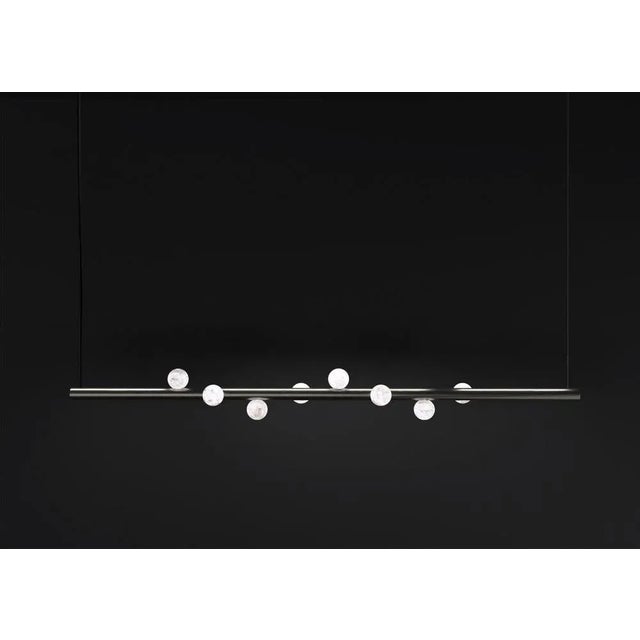 Demetra brushed black metal pendant lamp 1 by alabastro italiano dimensions: d 12 x w 120 x h 12 cm. Materials: white...