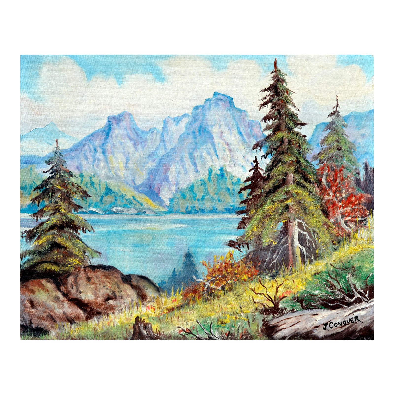 絵画 Mountain ridge lake 1990s 