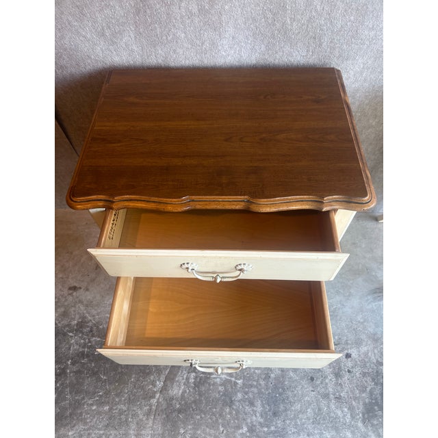 Wood Late 20th Century Pair of Ethan Allen French Country Nightstands For Sale - Image 7 of 12