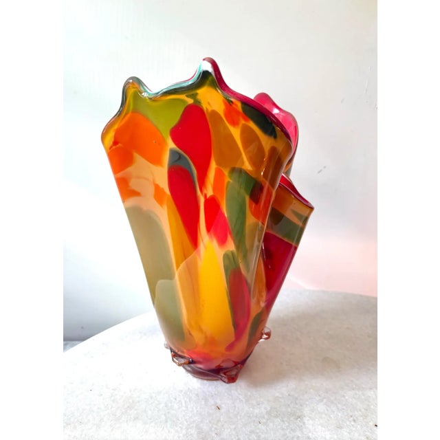 Mid-Century Modern 20thC Mid-Century Modern Colorful Murano Art Glass Sculptural Vase For Sale - Image 3 of 7