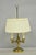 Vintage French Country Style Small Brass Candelabra Bouillotte Desk Lamp W Shade For Sale - Image 12 of 12