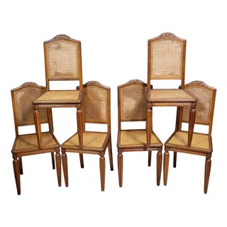 Art Deco Walnut Chairs, 1925, Set of 6 For Sale