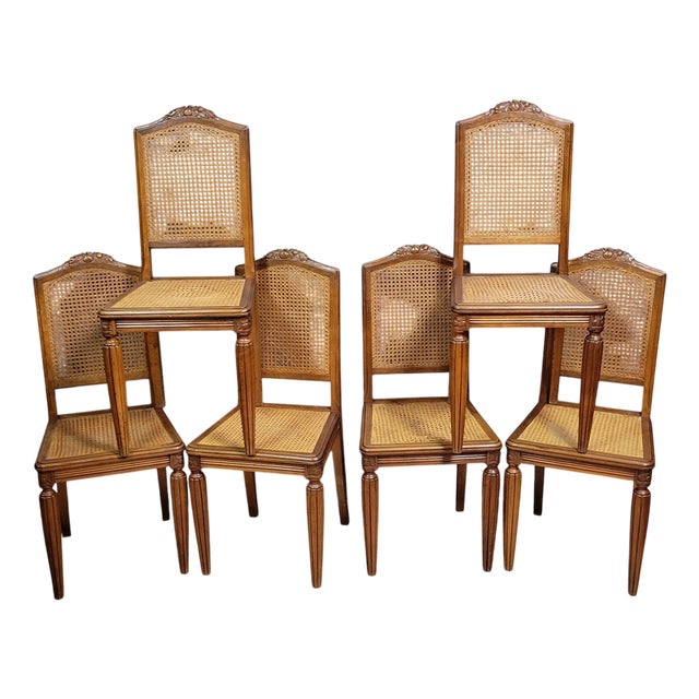 Art Deco Walnut Chairs, 1925, Set of 6 For Sale