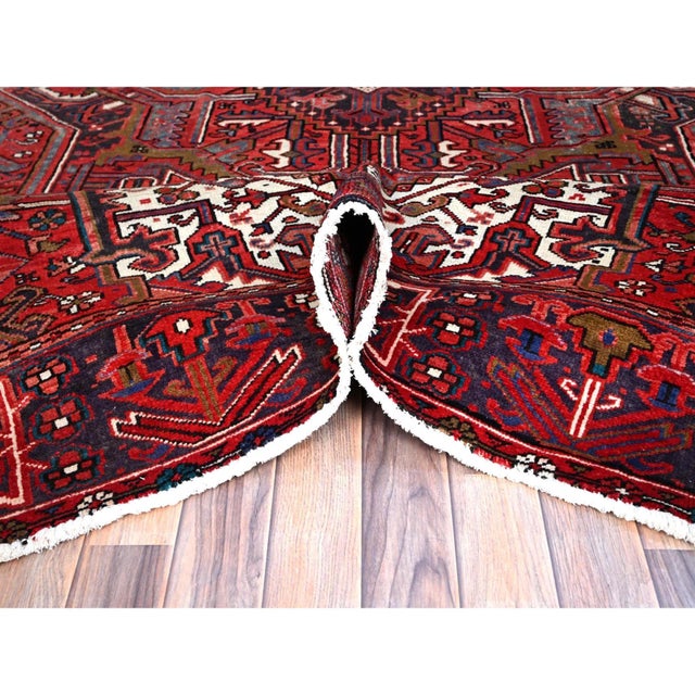 1960 7'10"x11'4" Toreader Red Hand Knotted Cleaned Evenly Worn Vintage Oriental Rug For Sale - Image 9 of 12