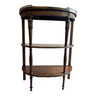 1910s Antique French Three Tiered Demilune Console Table For Sale