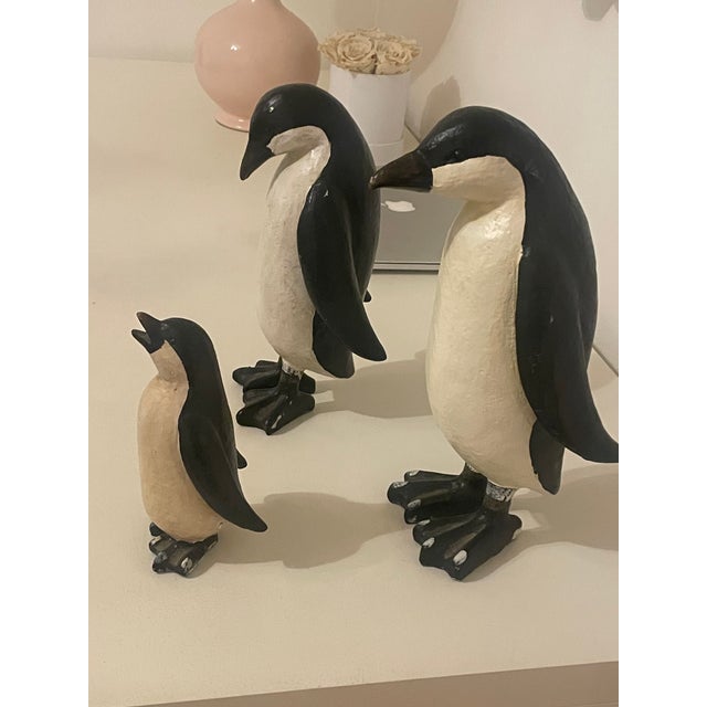 1990s 1990s 3 Solid Plaster Penguin Family Decoration Wildlife Art Deco For Sale - Image 5 of 7