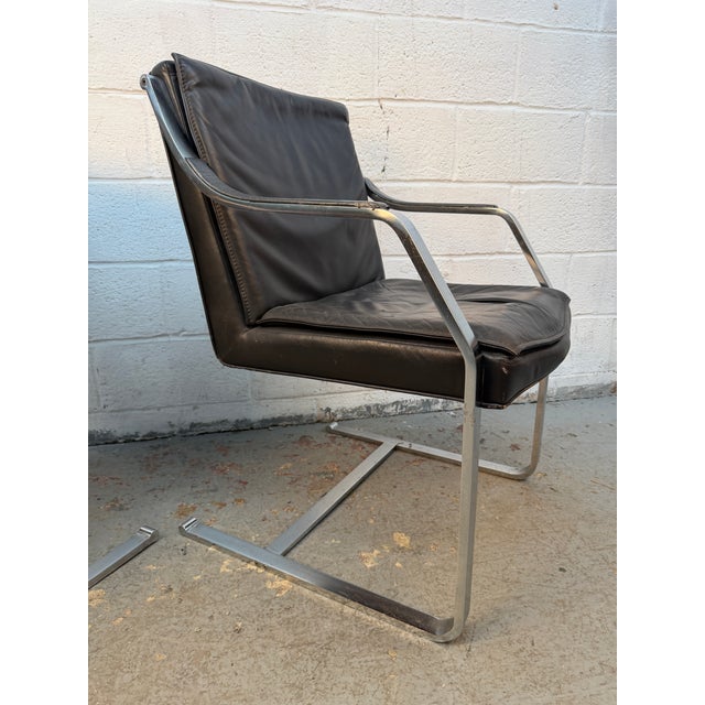 Mid 20th Century Leather and Chrome Armchairs Attributed to Rudolf Glatzel for Walter Knoll For Sale - Image 12 of 18