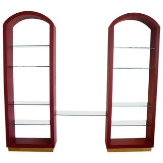 Red Lizard Skin Arched Three-Piece Wall Unit For Sale